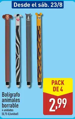 ALDI Bolígrafo animales borrable oferta