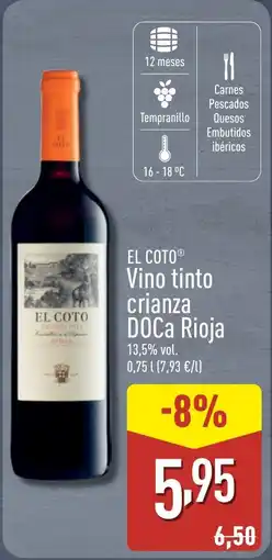 ALDI EL COTO Vino tinto crianza DOCa Rioja oferta