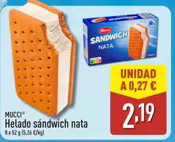 ALDI MUCCI Helado sándwich nata oferta