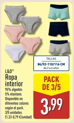 ALDI L&D Ropa interior oferta
