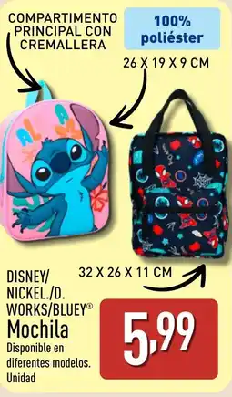 ALDI DISNEY/ NICKEL./D. WORKS/BLUEY Mochila oferta