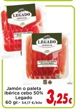 Proxi LEGADO Jamón o paleta ibérica cebo 50% oferta