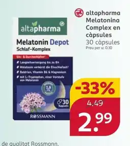 Rossmann ALTAPHARMA Melatonina Complex en càpsules oferta