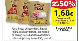 FROIZ Pasta fresca al huevo Rana Ravioli rellena de atún y tomate, con relleno oferta