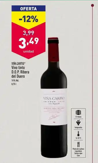 ALDI Viña Carpio Vino Tinto D.o.p. Ribera Del Duero oferta
