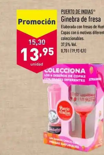 ALDI Puerto De Indias Ginebra De Fresa oferta