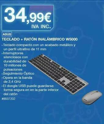 Costco Asus Teclado + Ratón Inalámbrico W5000 oferta