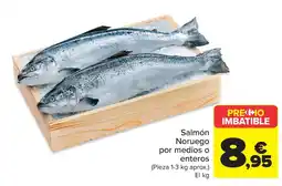 Carrefour Salmón Noruego por medios o enteros oferta