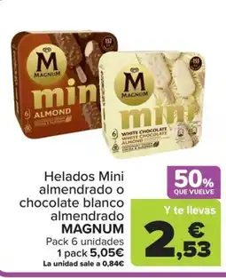 Carrefour MAGNUM Helados Mini almendrado o chocolate blanco almendrado oferta