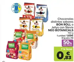 Carrefour Choconolas distintos sabores bon roll o jellys con stevia neo botanicals oferta
