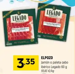 Coviran ELPOZO Jamón o paleta cebo ibérico Legado oferta