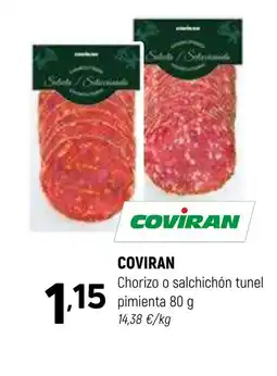 Coviran COVIRAN Chorizo o salchichón tunel pimienta oferta