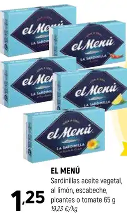 Coviran EL MENÚ Sardinillas aceite vegetal, al limón, escabeche picantes o tomate oferta