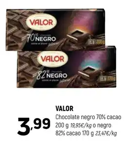 Coviran VALOR Chocolate negro 70% cacao oferta