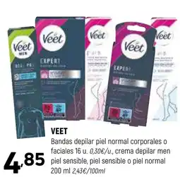 Coviran VEET Bandas depilar piel normal corporales o faciales crema depilar men piel sensble, piel sensible o piel normal oferta
