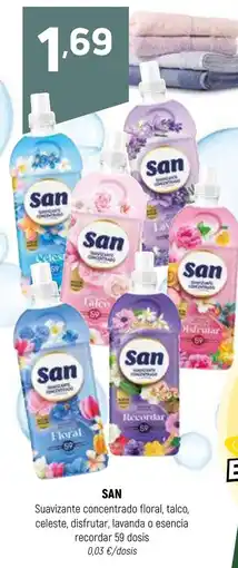 Coviran SAN Suavizante concentrado floral, talco, celeste, disfrutar, lavanda o esencia recordar 59 dosis oferta