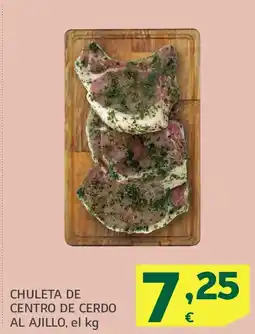 HiperDino Chuleta de centro de cerdo al ajillo oferta