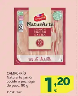 HiperDino CAMPOFRÍO Naturarte jamón cocido o pechuga de pavo oferta