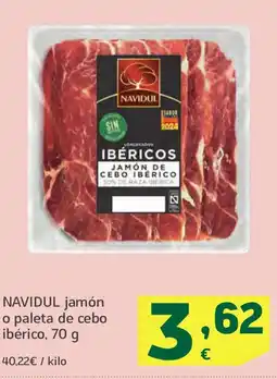 HiperDino NAVIDUL jamón o paleta de cebo ibérico oferta