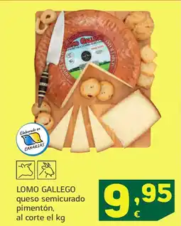HiperDino LOMO GALLEGO queso semicurado pimentón, oferta