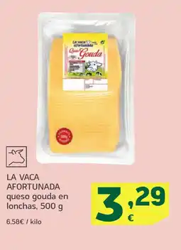 HiperDino LA VACA AFORTUNADA queso gouda en lonchas oferta
