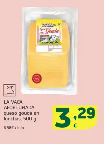HiperDino LA VACA AFORTUNADA queso gouda en lonchas oferta