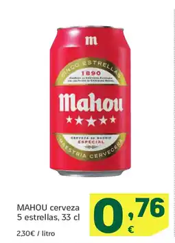 HiperDino MAHOU cerveza 5 estrellas oferta