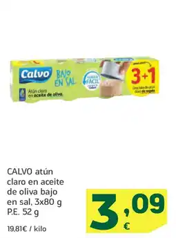 HiperDino CALVO atún claro en aceite de oliva bajo en sal oferta