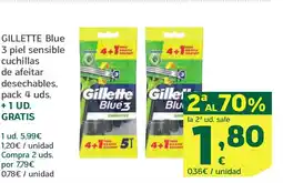HiperDino GILLETTE Blue 3 piel sensible cuchillas de afeitar desechables oferta