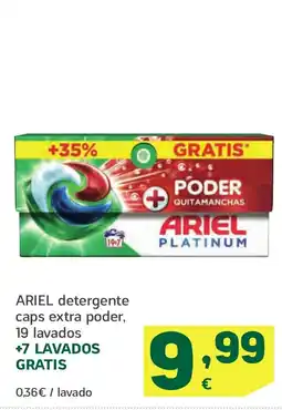 HiperDino ARIEL detergente caps extra poder, 19 lavados oferta