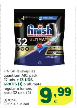 HiperDino FINISH lavavajillas quantium AIO, pack 27 uds o ultimate regular o lemon oferta