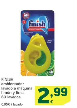 HiperDino FINISH ambientador lavado a máquina limón y lima, 60 lavados oferta