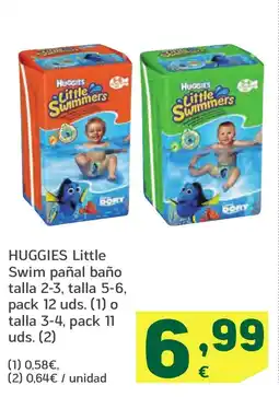 HiperDino HUGGIES Little Swim pañal baño talla 2-3, talla 5-6, pack 12 uds. o talla 3-4, oferta