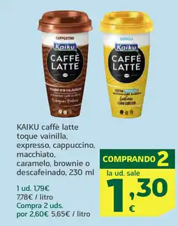 HiperDino KAIKU caffè latte toque vainilla, expresso, cappuccino, macchiato, caramelo, brownie o descafeinado oferta
