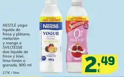 HiperDino NESTLÉ yogur líquido de fresa y plátano, meloctón y mango o SVELTESSE duo líquido de fresa y kiwi, lima-limón o granada, oferta