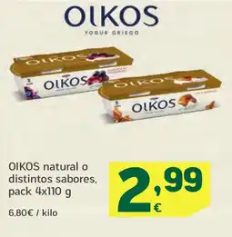 HiperDino OIKOS natural o distintos sabores oferta