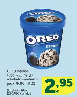 HiperDino OREO helado tubo o helado sandwich, oferta