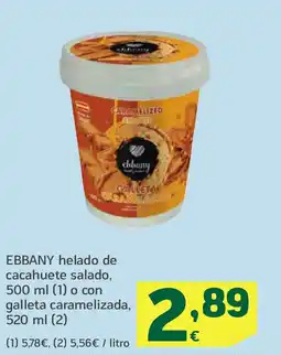 HiperDino EBBANY helado de cacahuete salado o con galleta caramelizada oferta