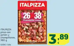HiperDino ITALPIZZA pizza con jamón y champiñones oferta