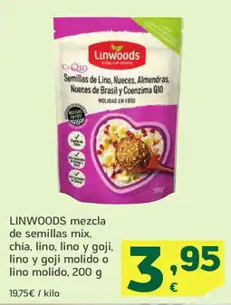 HiperDino LINWOODS mezcla de semillas mix, chía, lino, lino y goji, lino y goji molido o lino molido oferta