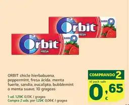 HiperDino ORBIT chicle hierbabuena, peppermint, fresa ácida, menta fuerte, sandía, eucalipto, bubblemint o menta suave, 10 grageas oferta