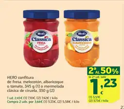HiperDino HERO confitura de fresa, melocotón, albaricoque o tomate o mermelada clásica de ciruela oferta