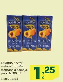 HiperDino LAMBDA néctar melocotón, piña, manzana o naranja, oferta