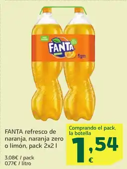 HiperDino FANTA refresco de naranja, naranja zero o limón oferta