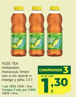 HiperDino FUZE TEA melocotón, maracuyá, limón con o sin azúcar o mango y piña oferta
