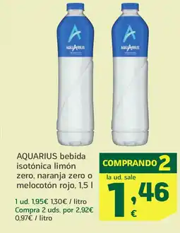 HiperDino AQUARIUS bebida isotónica limón zero, naranja zero o melocotón rojo oferta
