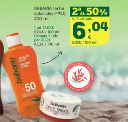 HiperDino BABARIA leche solar aloe FP50 oferta