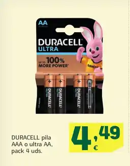 HiperDino DURACELL pila AAA o ultra AA oferta