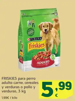 HiperDino FRISKIES para perro adulto carne, cereales y verduras o pollo y verduras oferta