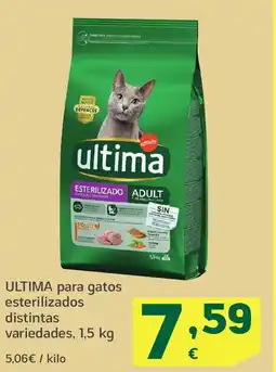 HiperDino ULTIMA para gatos esterilizados distintas variedades, oferta